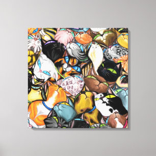Gatos de Abrazo Coloridos en Lienzo - Pintura