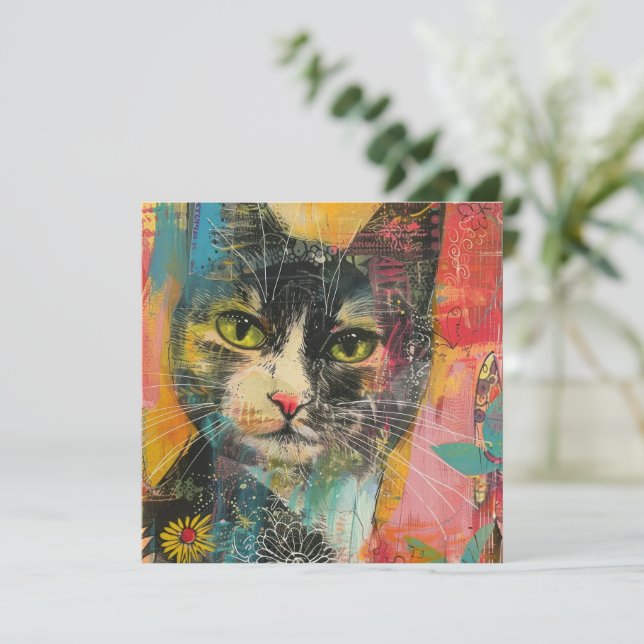 Gatos de acuarela Boho - Arte felino de tierra (6) (Anverso de pie)