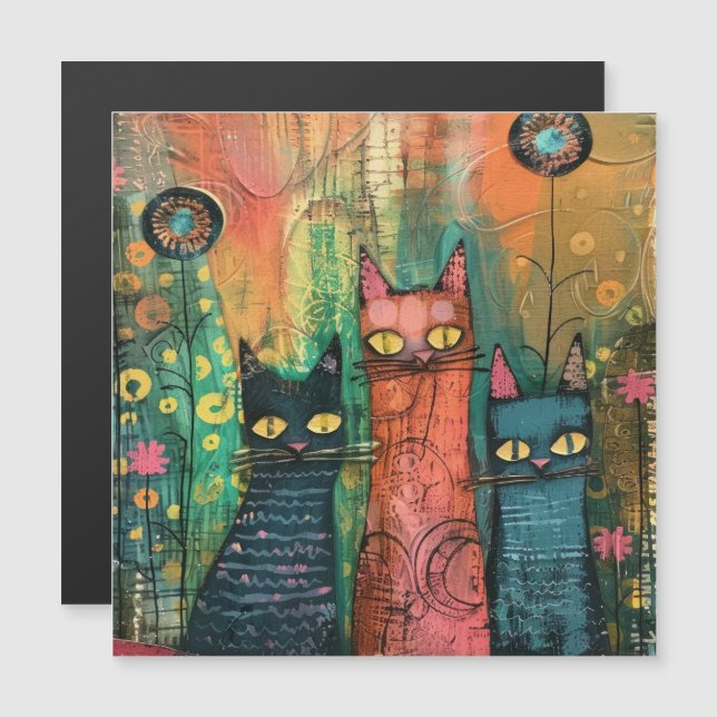 Gatos de acuarela de Boho - Arte felino de la tier (Anverso/Reverso)