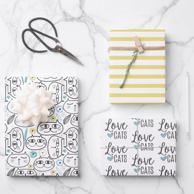 Gatos de amor Envolver hojas de papel (Anverso)