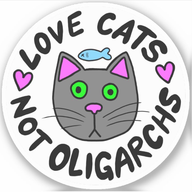 Gatos de amor, no oligarcas Pegatinas de vinilo (Anverso)