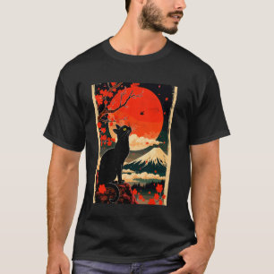 Gatos de Arte Japonés Camiseta de Gato Kawaii Esti
