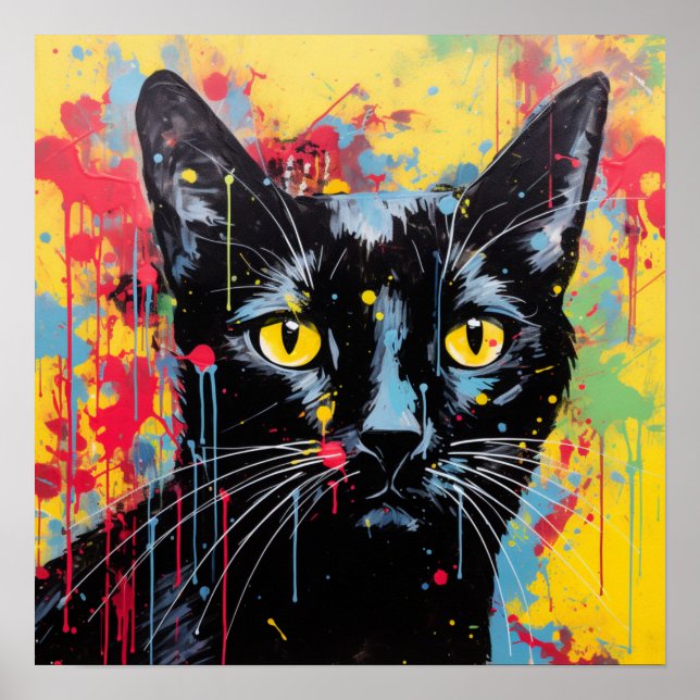 Gatos de arte pop: negro (Frente)