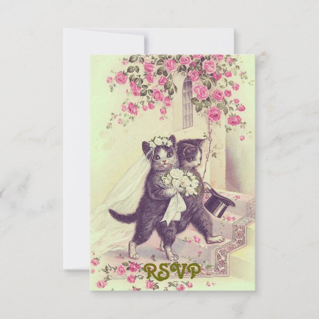 Gatos de boda invitación RSVP (Anverso)