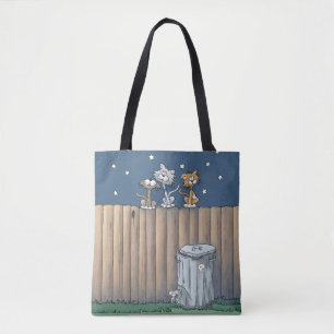Gatos de callejón en la bolsa de la cerca