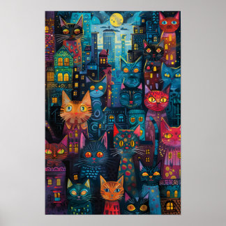 Gatos de callejón urbano: Arte mural vibrante en l