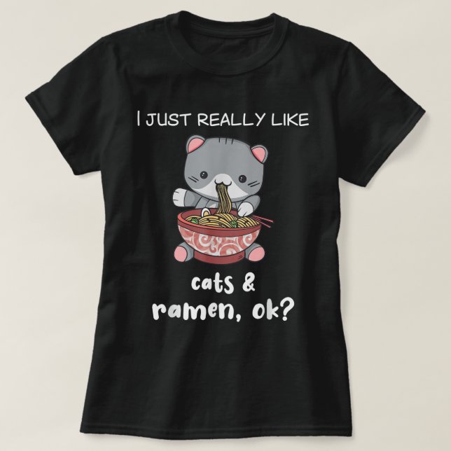 Gatos de camiseta Ramen y rame gato japonés (Diseño del anverso)
