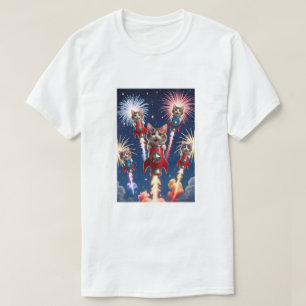 Gatos de cohetes - camiseta Cat del 4 de julio
