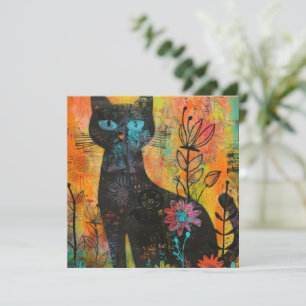 Gatos de color de agua boho - Arte felino de tierr