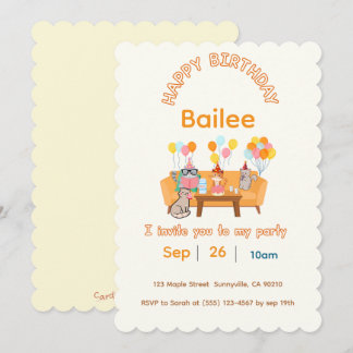 Gatos de cumpleaños felices invitaciones