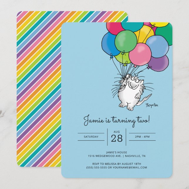 GATOS DE CUMPLEAÑOS por la invitación de Sandra Bo (Anverso / Reverso)