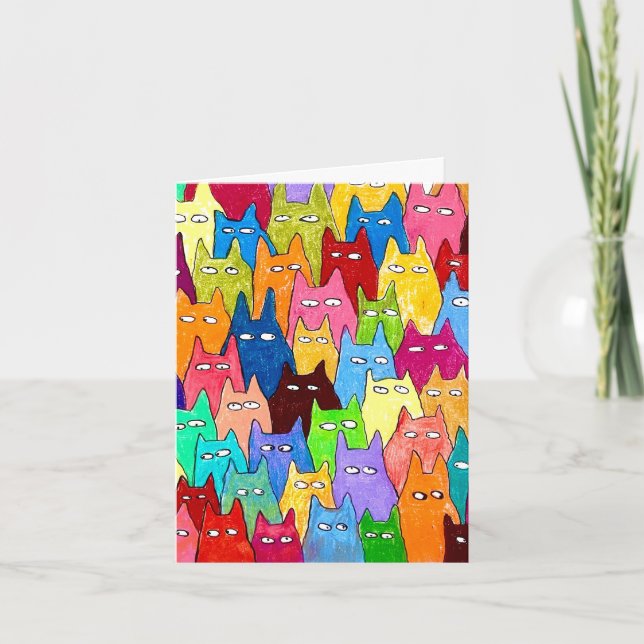 Gatos de Dibujos Animados Divertidos Dibujo a Lápi (Anverso)