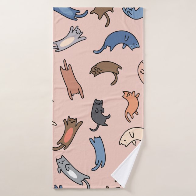 Gatos de doodle sin piel, ilustracion (Toalla de baño)
