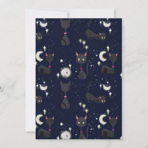 Gatos de Halloween en la postal nocturna