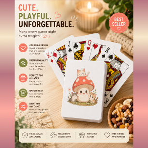 Gatos de Hongos Adorables Cartas de Juego – Kawaii
