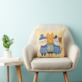 Gatos De Invierno Cuidados Abrazando Almohada - Un