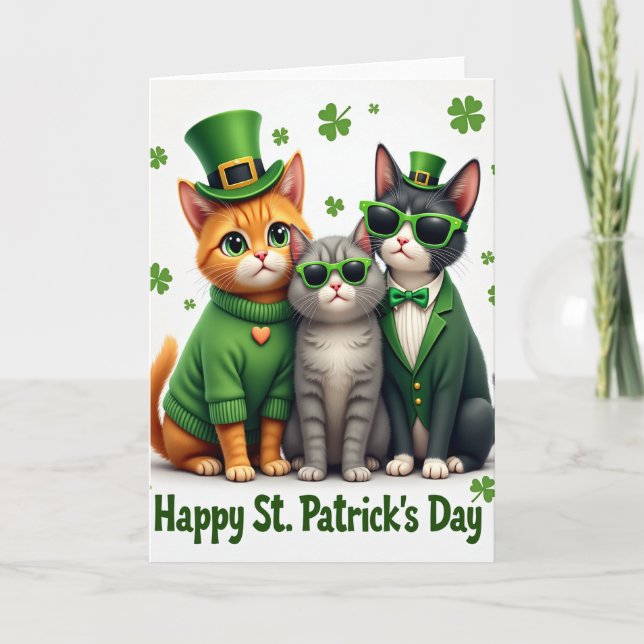 Gatos de la suerte para tarjeta de marido (Anverso)