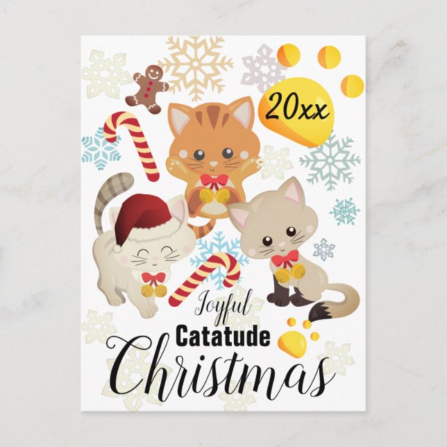 Gatos de Navidad Adorables & Patrón de Copos de Ni (Anverso)
