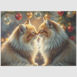 Gatos de Navidad besándose Papel de Seda