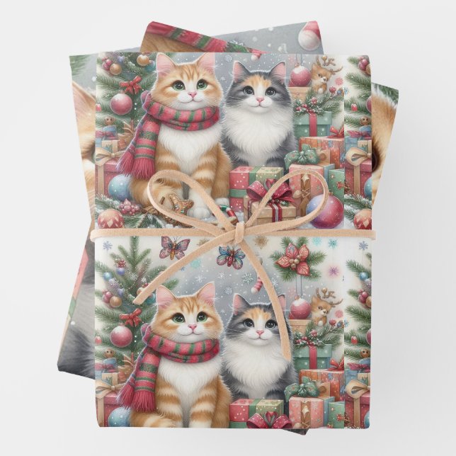 Gatos de Navidad de papel (In situ)