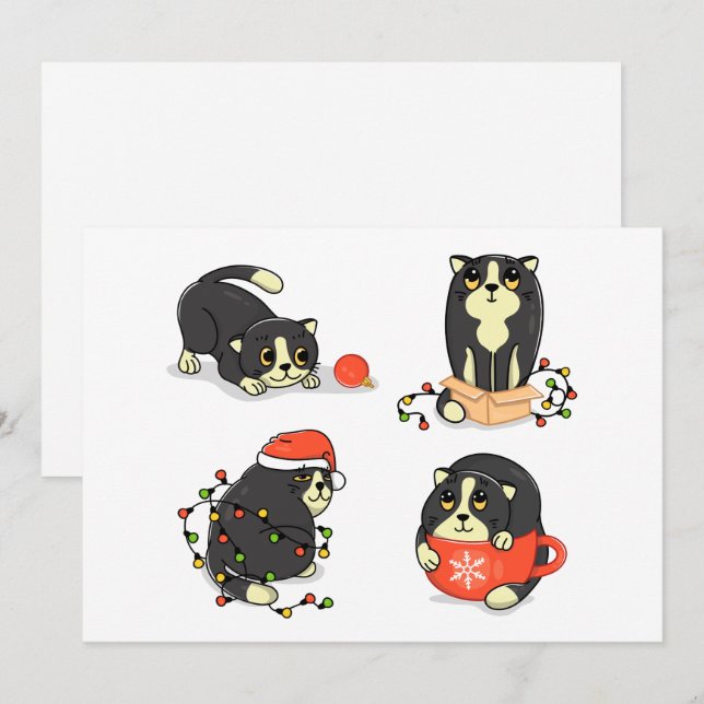 Gatos de Navidad Lindos y Divertidos (Anverso / Reverso)