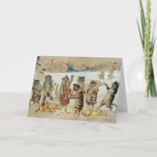 Gatos de Navidad vintage cantando villancicos