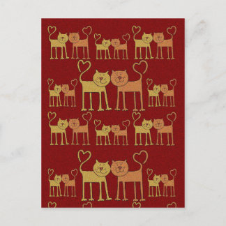 Gatos de San Valentín en postal de textura de gran