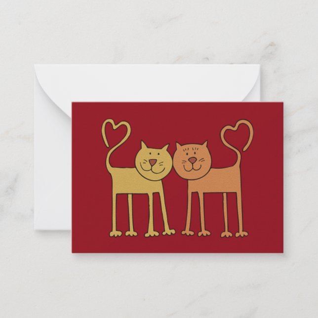 Gatos de San Valentín en tarjetas de niños con tex (Anverso)