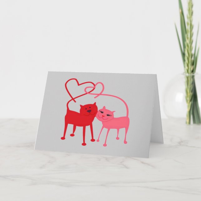 Gatos de San Valentín - Tarjeta de saludo de San V (Anverso)