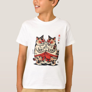 Gatos de sumo luchando contra la graciosa camiseta