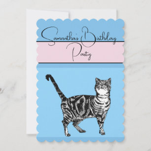 Gatos de Tabby Invitación a fiesta de cumpleaños a