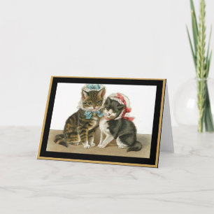 Gatos de tarjeta antigua con sombreros