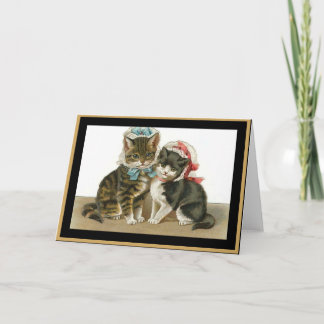 Gatos de tarjeta antigua con sombreros