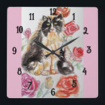 Gatos De Tuxedo Gatos Arte Niños Animales Reloj De<br><div class="desc">El Reloj De La Sala De Los Niños Animales De Los Gatos De Tuxedo. Diseñado desde mi arte acuarela original.</div>