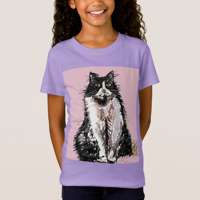 Gatos de Tuxedo gatos lindos Camiseta de Chicas bl (Anverso)