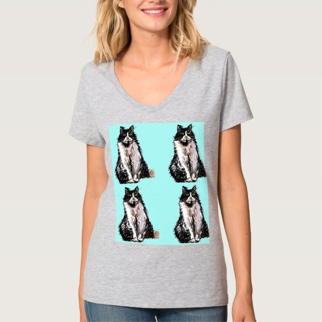 Gatos de Tuxedo gatos lindos Camiseta de mascotas  (Anverso)