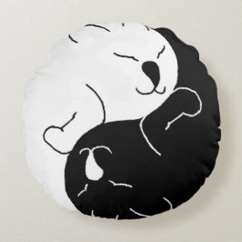 Gatos de Yin y de Yang - almohada redonda