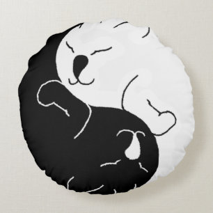 Gatos de Yin y de Yang - almohada redonda