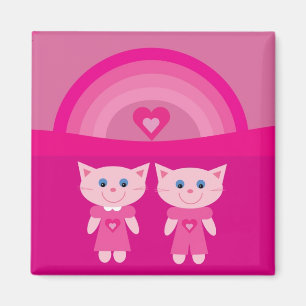 Gatos del amor y imán rosados lindos del arco iri