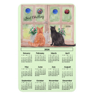 Gatos del calendario 2026 en la ventana imán flexi