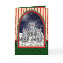 Gatos del navidad de la acuarela del canto