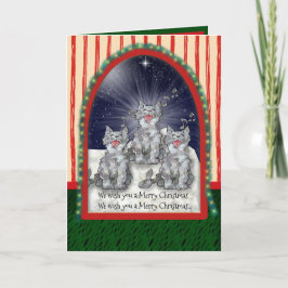 Gatos del navidad de la acuarela del canto