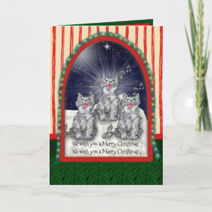 Gatos del navidad de la acuarela del canto