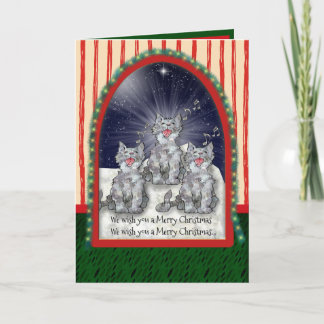 Gatos del navidad de la acuarela del canto