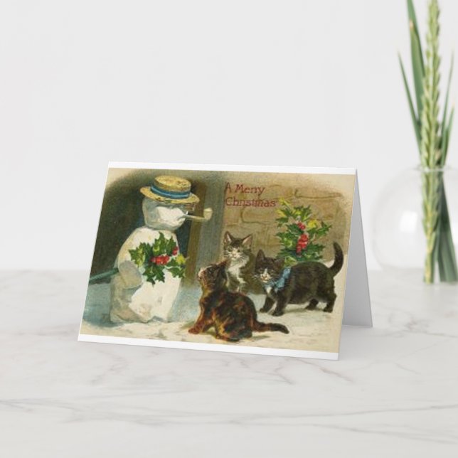 Gatos del navidad del vintage y tarjeta de (Anverso)