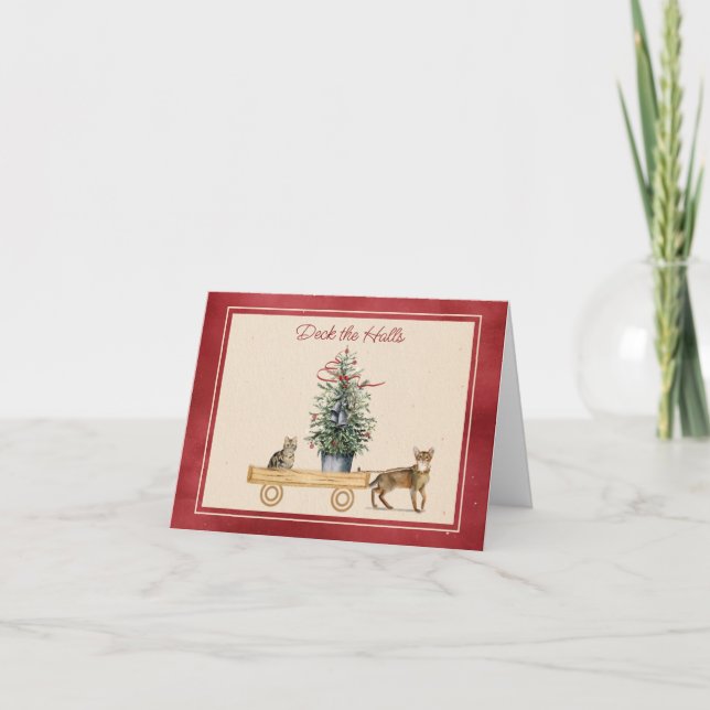 Gatos divertidos con tarjeta de vacaciones de vagó (Anverso)