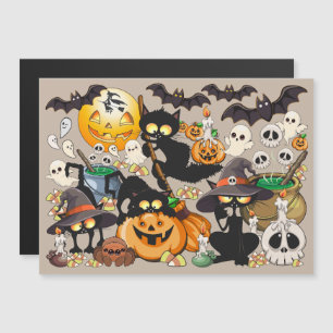 Gatos divertidos de Halloween en una fiesta