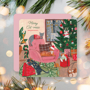 Gatos divertidos de la tarjeta de Navidad de Cat-m