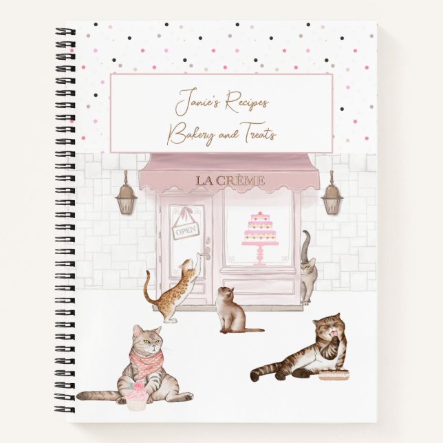 Gatos divertidos en un libro de recetas de panader (Anverso)