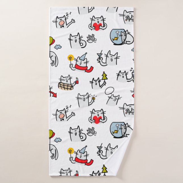 Gatos divertidos, leche y magia. (Toalla de baño)